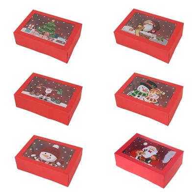 12Pcs Christmas Cookie Gifts Box with Window Holiday Baking Pastry Box Food Treat Container for Pastries Cupcakes Candy