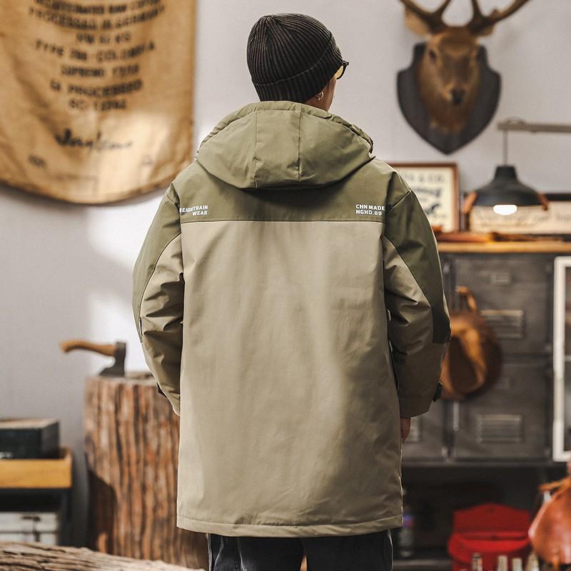 Mens Winter Down Jacket Mid-Long Hooded Outdoor Ski Coat 90% Duck Fill 600 Warm -20 To -5
