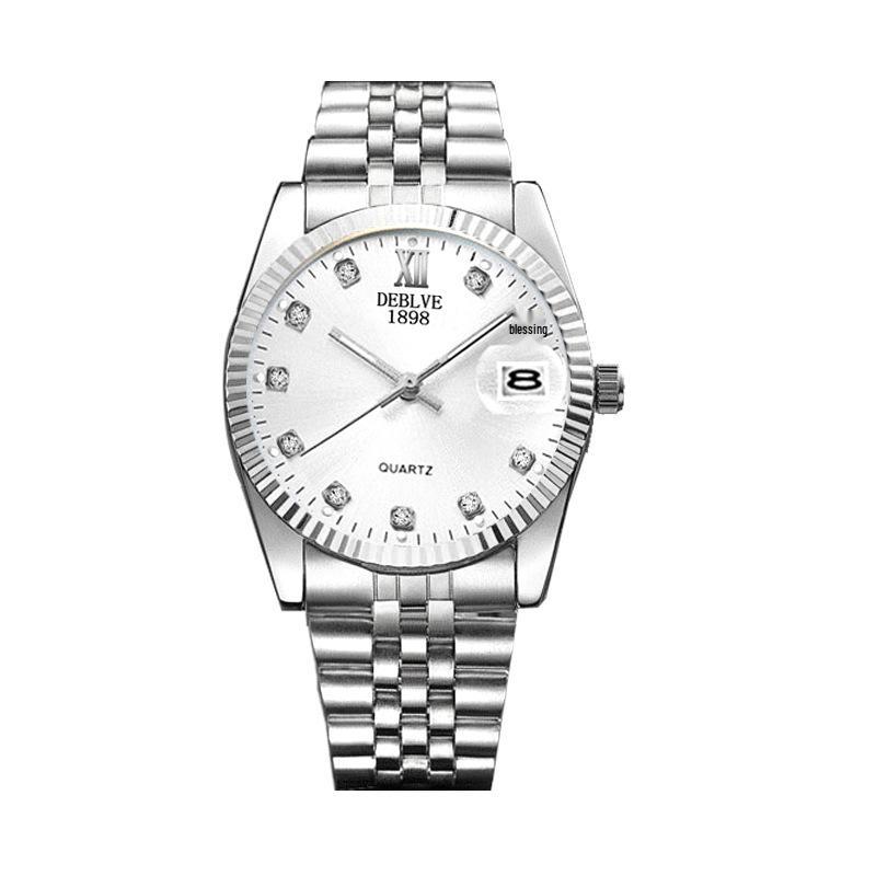 Reloj de Moda Clásico Versátil para Hombre con Correa de Acero, Movimiento No Mecánico, Función de Calendario y Diseño Unisex para Parejas.