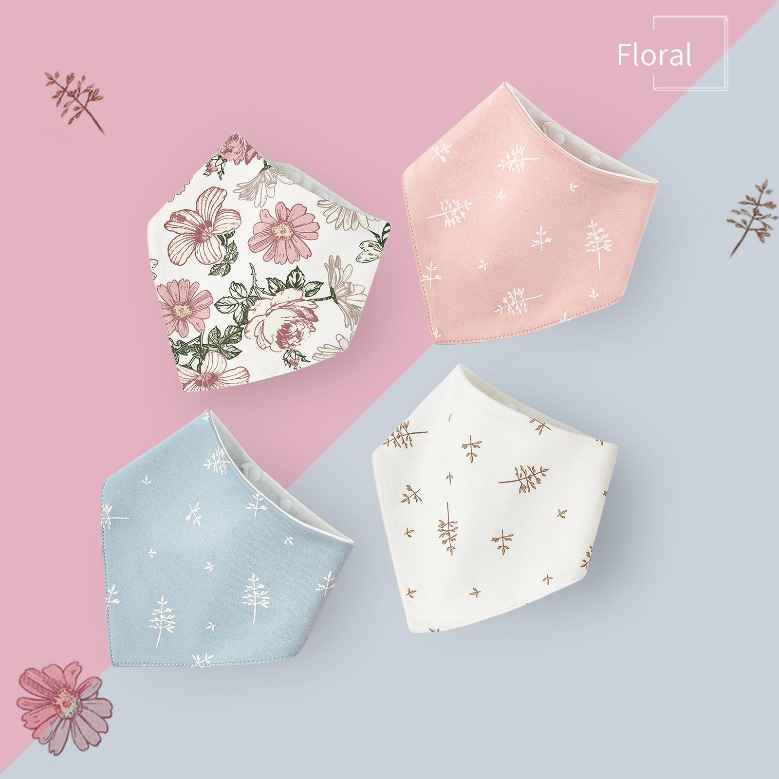 

INSULAR Baby Bibs Newborn Spit Milk Facecloth Infant Cartoon Triangle Saliva Towels Pure Cotton Waterproof Eating Pinny 4 Pieces One Size квітковий