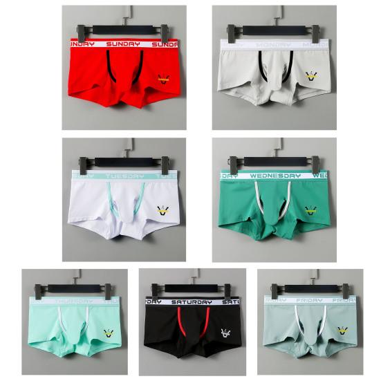 Men Boxer Underwear Letter Print Elephant Nose Design Shorts Briefs Mid-rise High Elasticity Breathable Panties