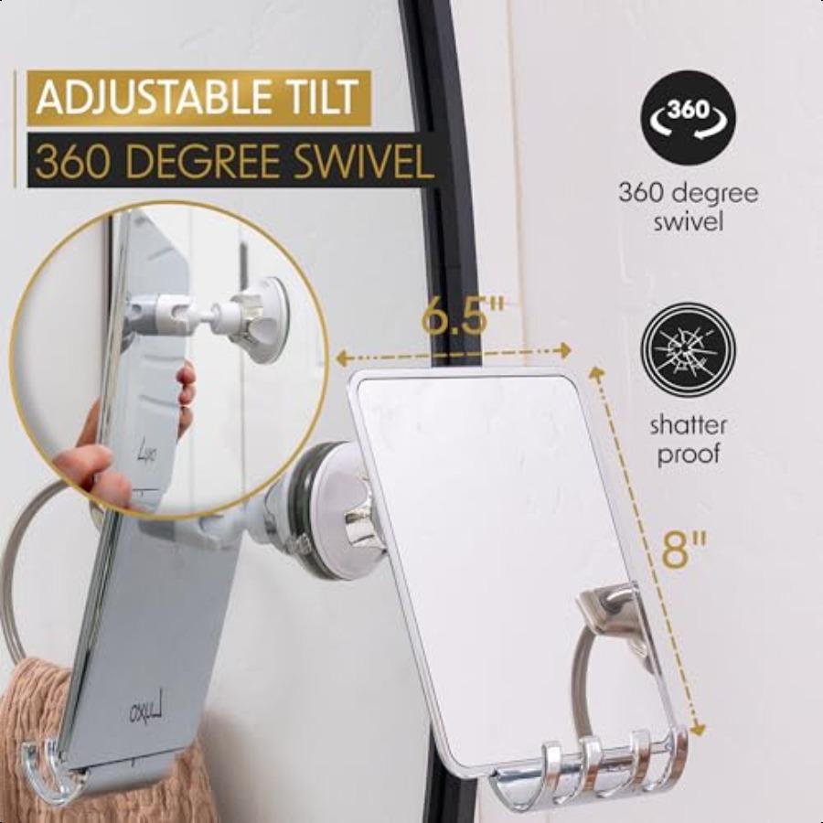 Shower Mirror Shower Mirror Fogl for Shaving with a Removable Razor Holder Shaving Mirror for Shower with a Powerful Suction Cu