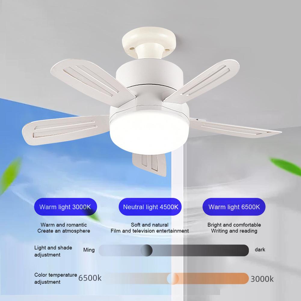 Silent Ceiling Fan with LED Lantern E27 Socket Electric Cordless Fan Modern Smart Cool Fan for Dining Room Bedroom Living Room
