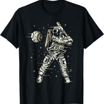 Funny Vintage Astronaut Boys Men Space Baseball T-Shirt