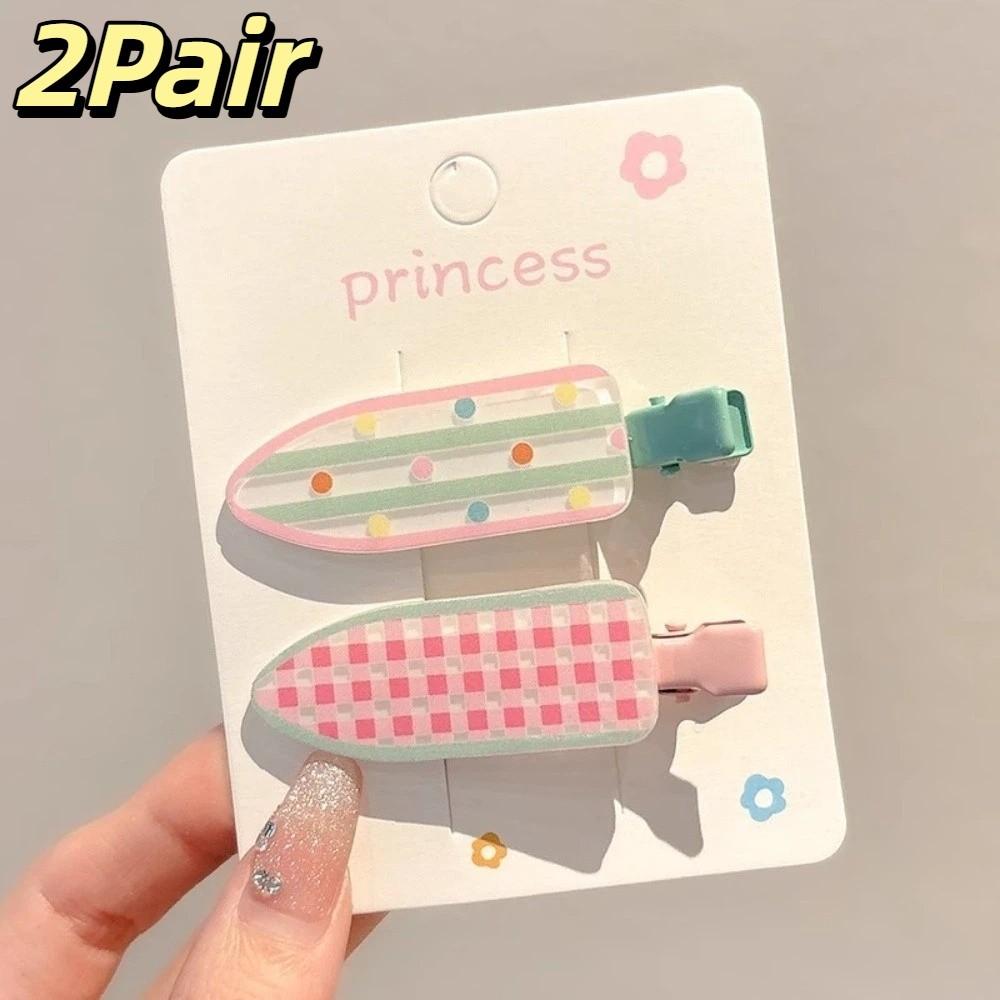 2pair Acrylic Hairpin Plaid Side Bang Hair Pins New Duckbill Barrettes for Women Girls