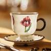 Conjunto de xícaras e pratos de café de cerâmica Tulip Exquisite, leve, luxuoso, para restaurante, chá da tarde, café, escritório, lazer, copo de água