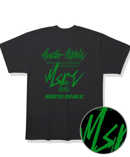MONSTER REPUBLIC Movement Green Lettering T-Shirt Black