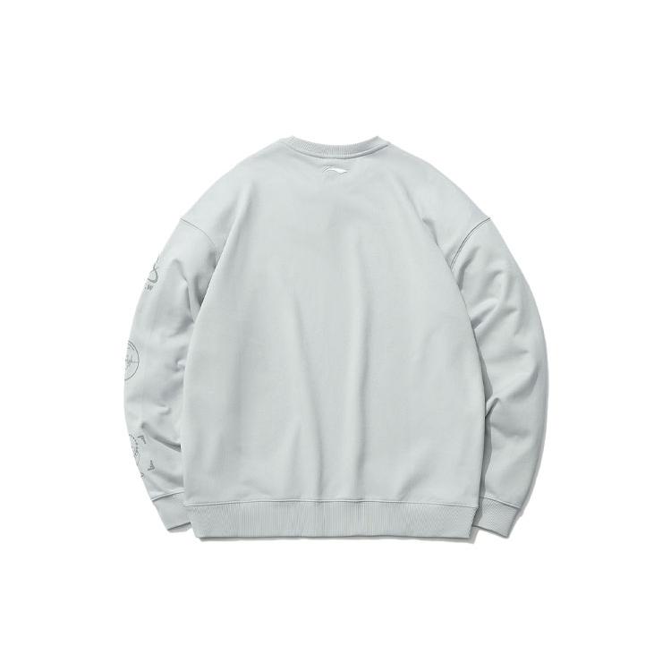 Li Ning Sweatshirts Unisex Coin Gray Crew Neck Moderate Regular AWDR384-3