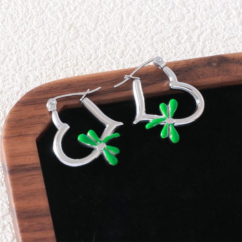 

Ins Niche Simple Love Серьги-стрекозы для женщин Модные индивидуальные позолоченные серьги-сердечки из титановой стали с каплями масла