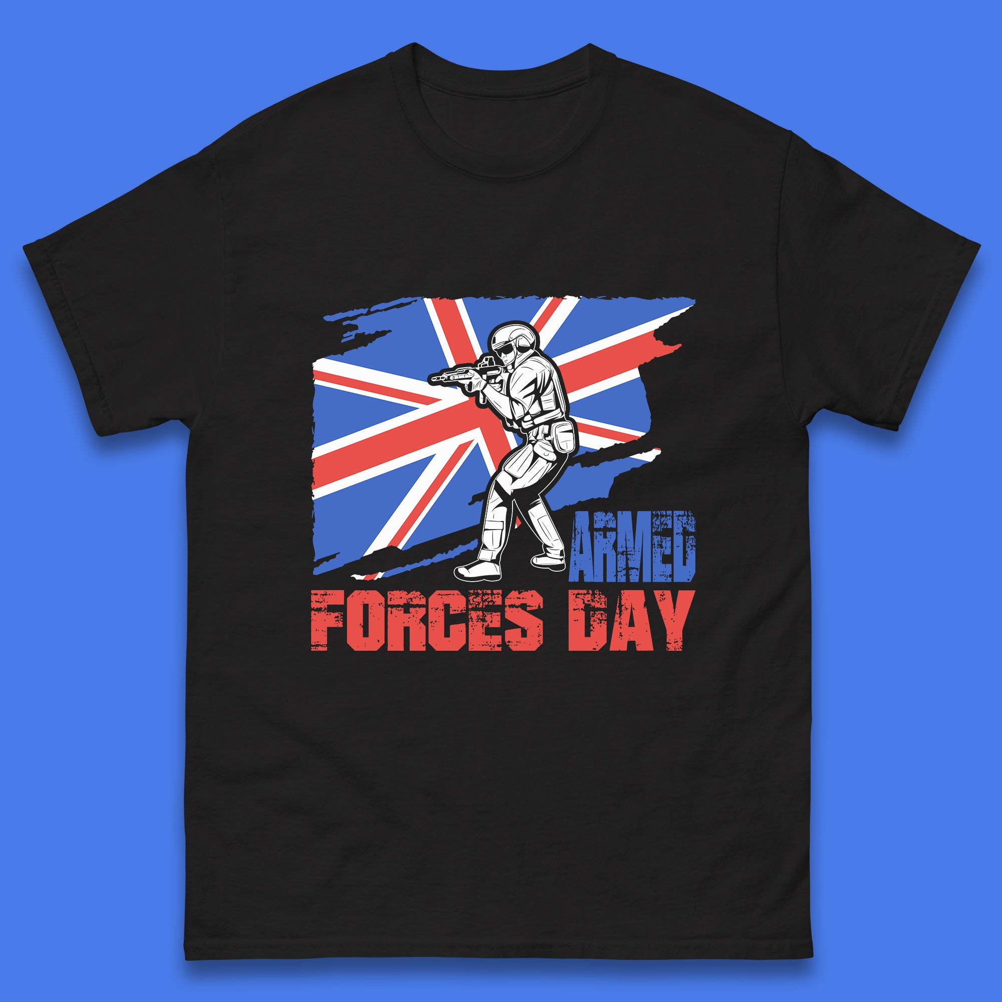 

British Armed Forces Day British Veteran Day UK Flag Anzac Day Lest We Forget Mens Tee Top 3XL