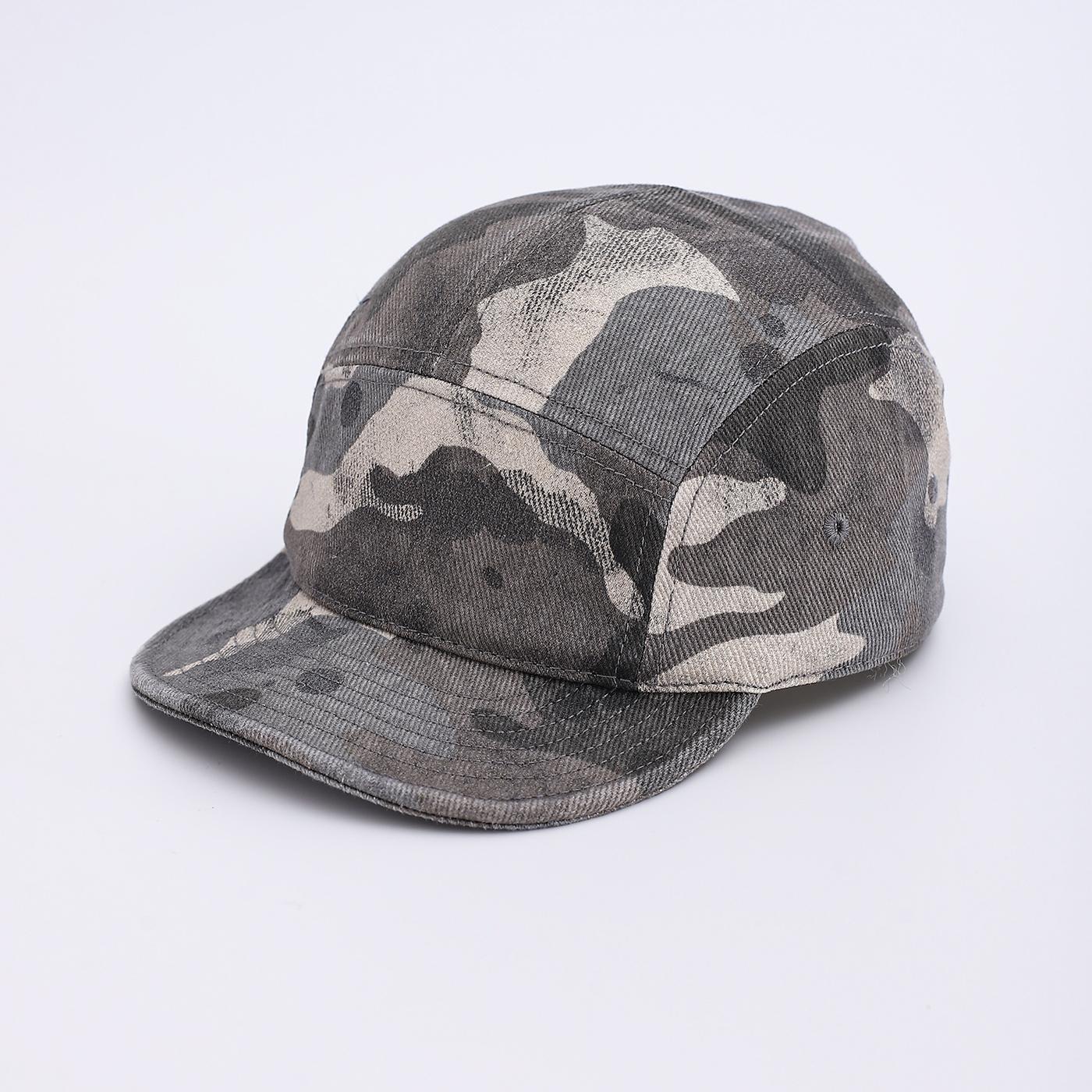 - Camouflage Vijflaagse Zachte Rand Straat Casual Pet Geschikt voor Zowel Mannen als Vrouwen, Pet One Size gray