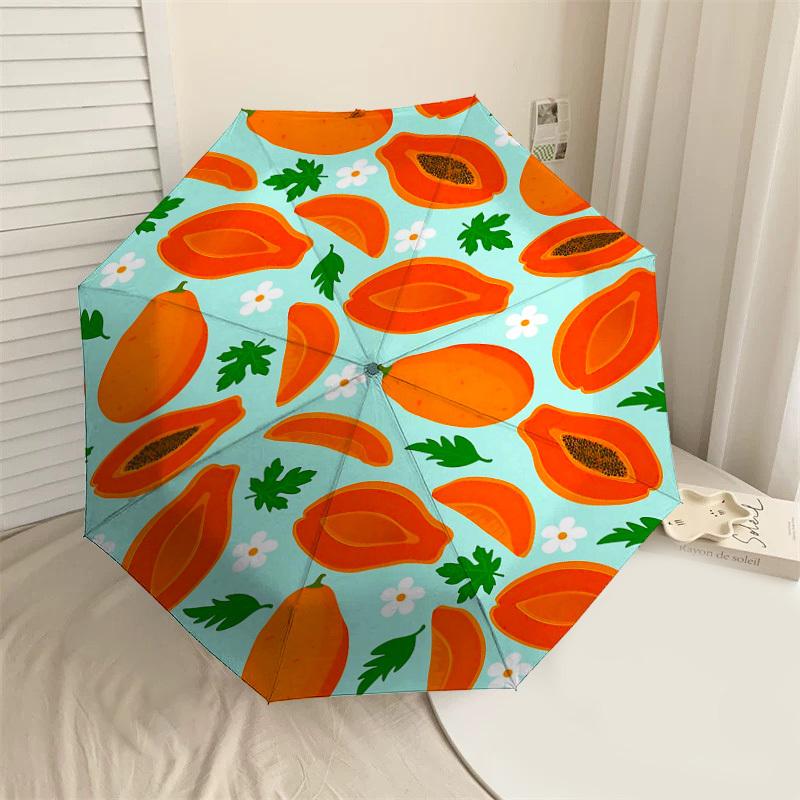 

1PC papaya flowers Umbrella-8-Rib Reinforced, Automatic Open, Lightweight & Durable, Fashion Accessory for Outdoor-D384