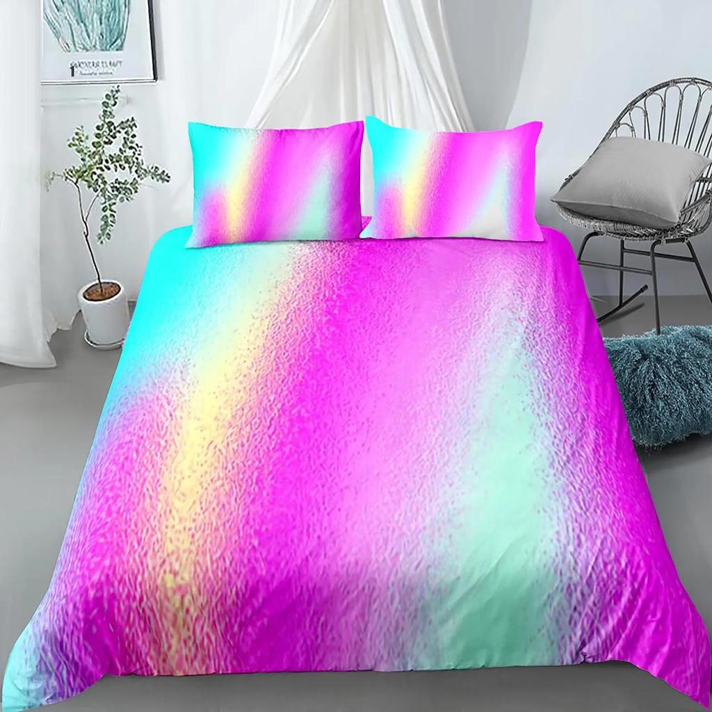 Rainbow Duvet Cover Purple Sky for Girls Women Romantic Gifts Clouds Cartoon Style Quilt Cover Bedroom Decorations Queen Size