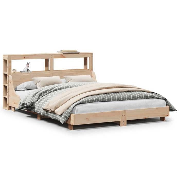 VidaXL Bed Frame with Headboard 120x200 Cm Solid Pine Wood, Bed, Bedroom Furniture, Wooden Bed, Bed 3306423