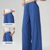 Women's High Waist Wide Leg Yoga Pants with Sun Protection and Pockets