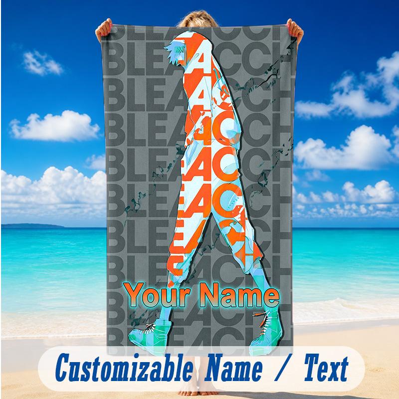 Beach Towel Custom Name Text, Quick Dry Large Towel For Beach HomeBleach Anime
