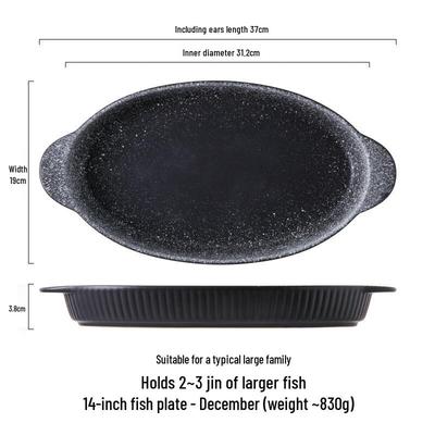 ZISIZ Ceramic Double-Handled Fish Steaming Plate
