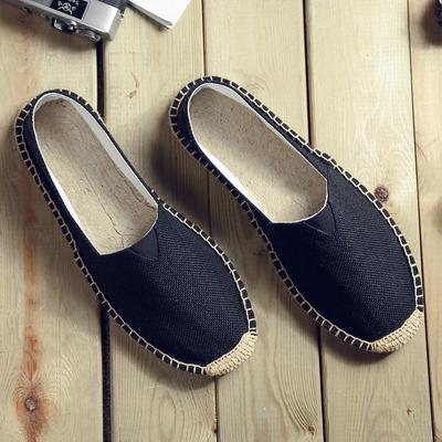 Retro Trend Oddychające płócienne buty Letnie lniane męskie buty rybackie Casualowe jednopedałowe mokasyny bawełniane i lniane odporne na zużycie