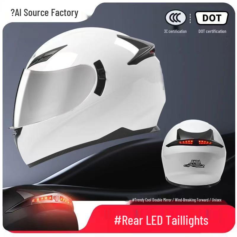 3C Certified Full Face Motorcycle Helmet for Men & Women - All-Season, Trendy Autumn/Winter Design