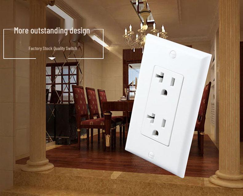US Certified 20A NEMA 5-20R Double Gang Power Outlet
