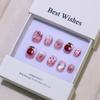 10 Pcs Handmade Short Black Cat Eye Press On Nails Reusable Stick On False Nails