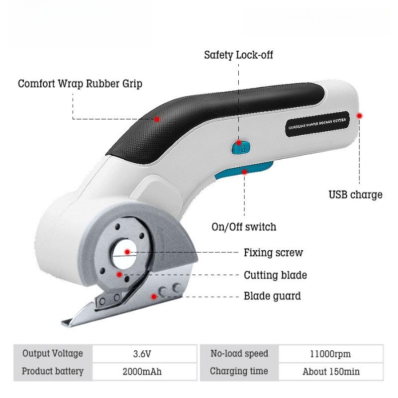 Fast Lithium Cloth Scissors Cardboard Scissors Convenient Electric Round Blade Cutting Machine