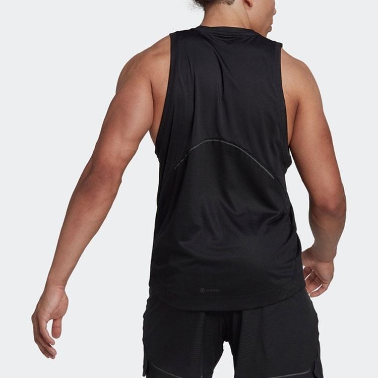 Adidas Pure Color Logo Print Round Neck Sports Vest Men Tops Black HP1757