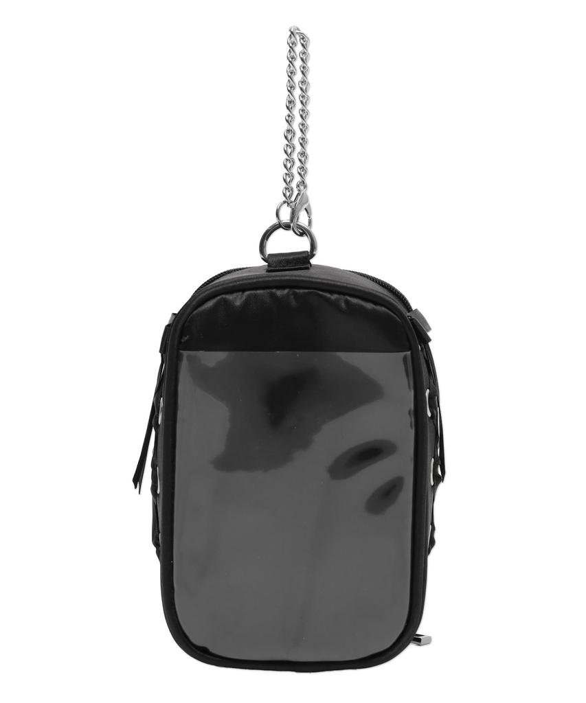 WEGO Side Lace-Up Plush Pouch, Perfect for Oshikatsu, Live Merchandise, Cute Gift, Women's, Size F, Black