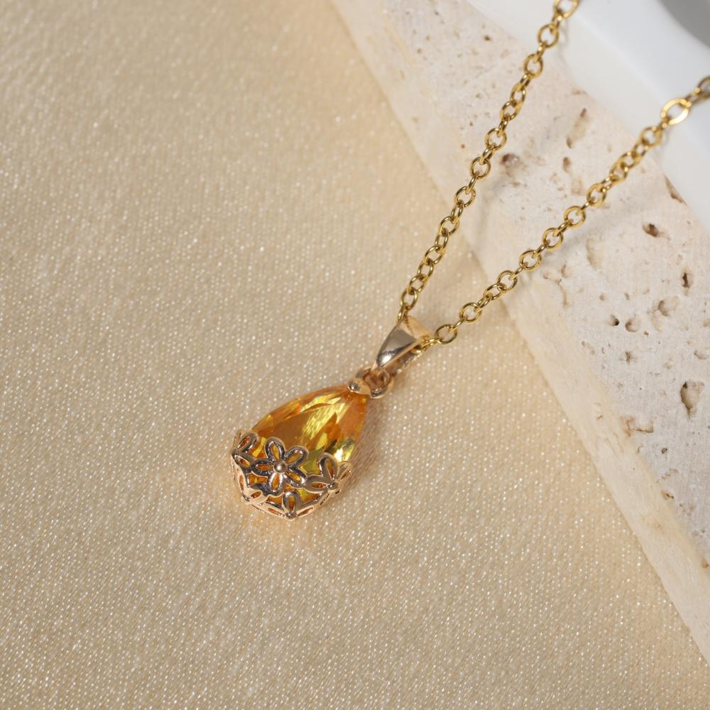 Simple Water Droplets Pendant Necklaces for Women Zirconia Necklace Wedding Party Jewelry Accessories