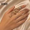 Wrapped Snake Design Ring Exaggerated Print Finger Band, Adjustable Open Ring, Flexible Size Three-Dimensional Winding Animal for Jewelry Gift