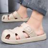 Mode Strand Heren 2025 Zomer Nieuwe Mode Comfortabele Zachte Zool Huispantoffels Heren Baotou Instapper Buiten Casual Platte Halve Sandalen