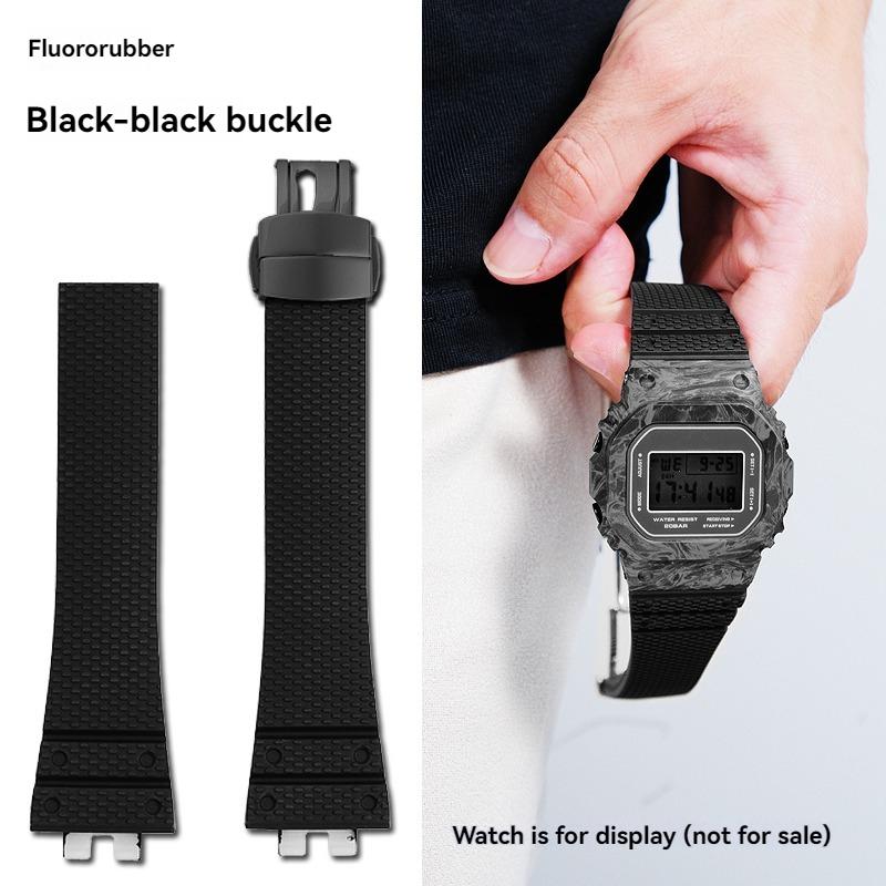 

Высококачественный ремешок из FKM-резины для модифицированных Casio GMW-B5000 GM-B2100, фторкаучуковый ремешок для часов, браслет с раскладывающейся застежкой For GM-B2100