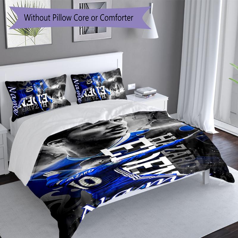 3pcs Custom Name Chelsea F.C Set,Includes 1 Duvet Cover and 2 Pillowcases,All-season Bedroom Decor