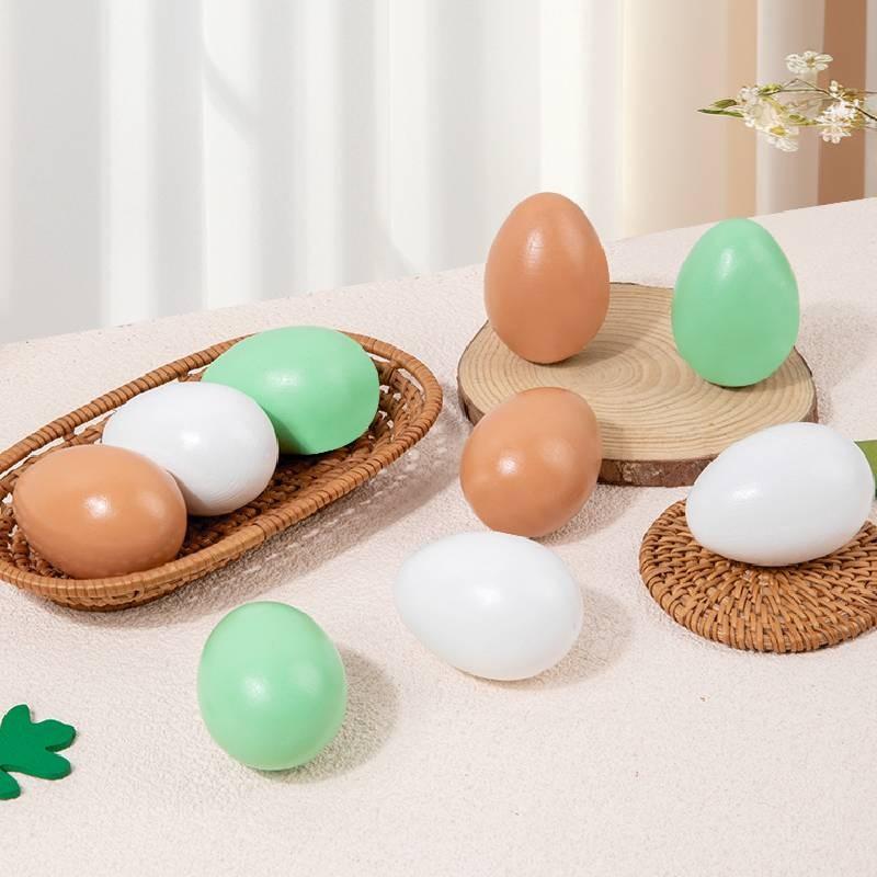 Egg Simulation Wooden Toy Diy Solid Doodle Eggs Decoration Early Education Gift
