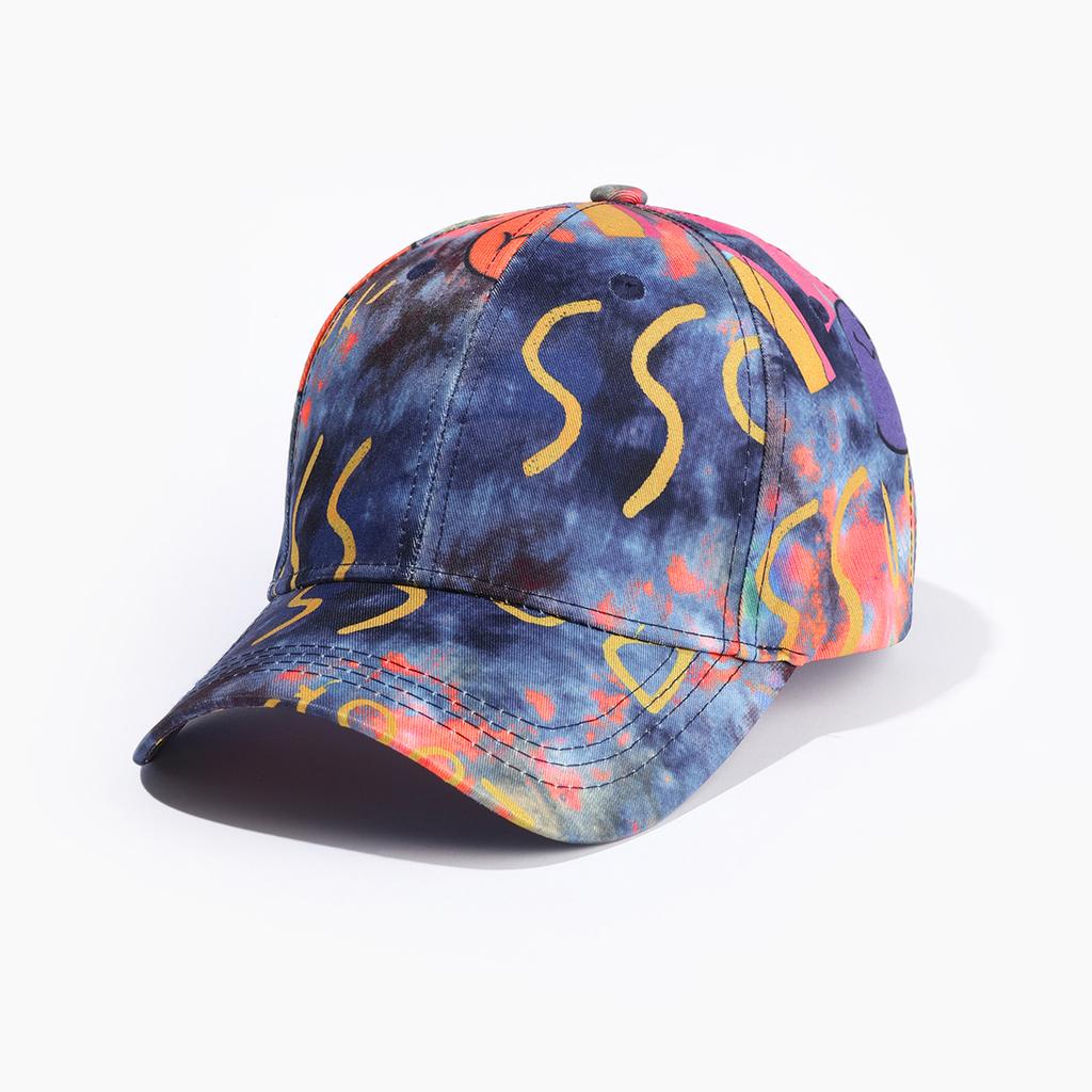 Dyed Graffiti Letter Print Baseball Cap, with Rich Colors, Suitable for Both Men and Women, Featuring a Street Hip-Hop .