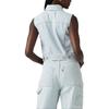 Levis Simple Comfortable Versatile Casual Cotton Vest Women Vests Light-Blue A7437-0007
