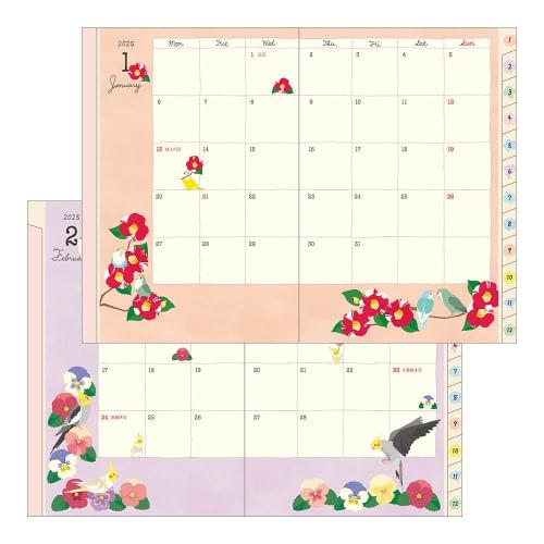 Midori Pocket Diary Notebook 2025 B6 Weekly Bird Pattern 22311006 (Starting from January 2025)