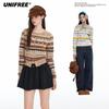 UNIFREE Vintage Animal Jacquard Knit Cardigan