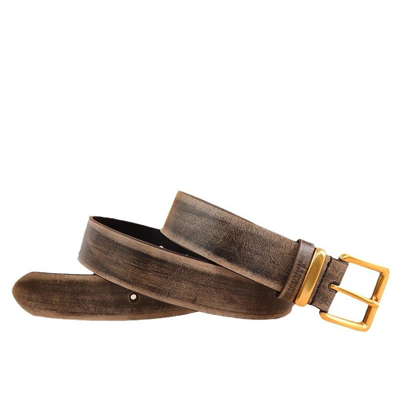 Mary Women s leather belt - vintage distressed finish, square buckle, premium genuine leather 100cm