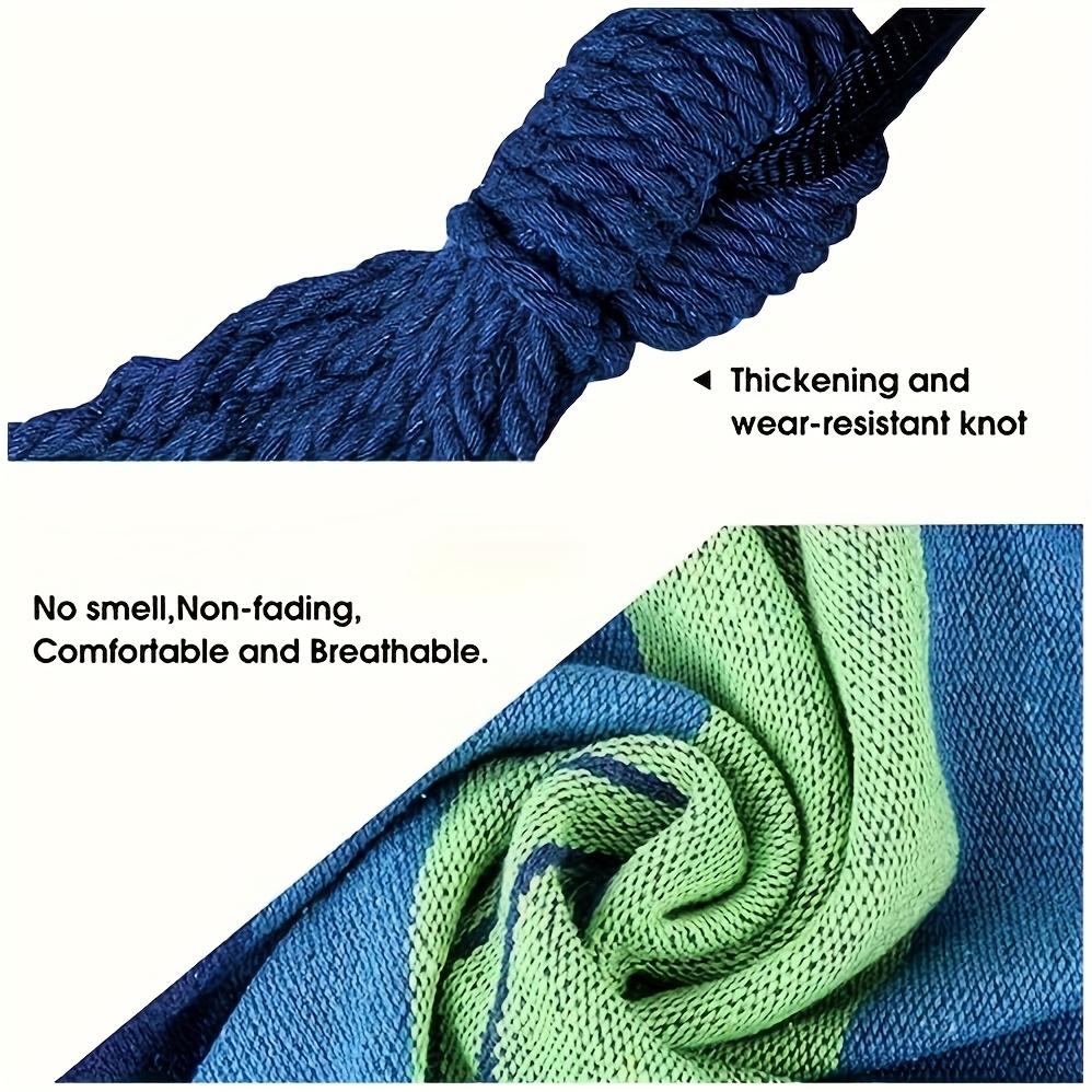Doppelte, lange, tragbare Nylon-Hängematte mit Trageschlaufen und Aufbewahrungstaschen, blaue und rote Streifen, geeignet für Camping, Reisen und Familien-Outdoor-Hängematten