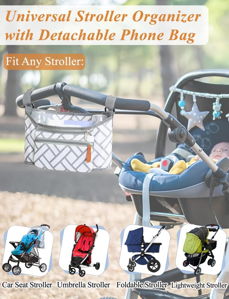 Wózek Duży Schowek na Pieluchy Smartfon Wieszak [Maeau] Torba, Pojemność, Wodoodporny, Saszetka, Kieszeń, Wielofunkcyjny, Łóżeczko/Wózek #C