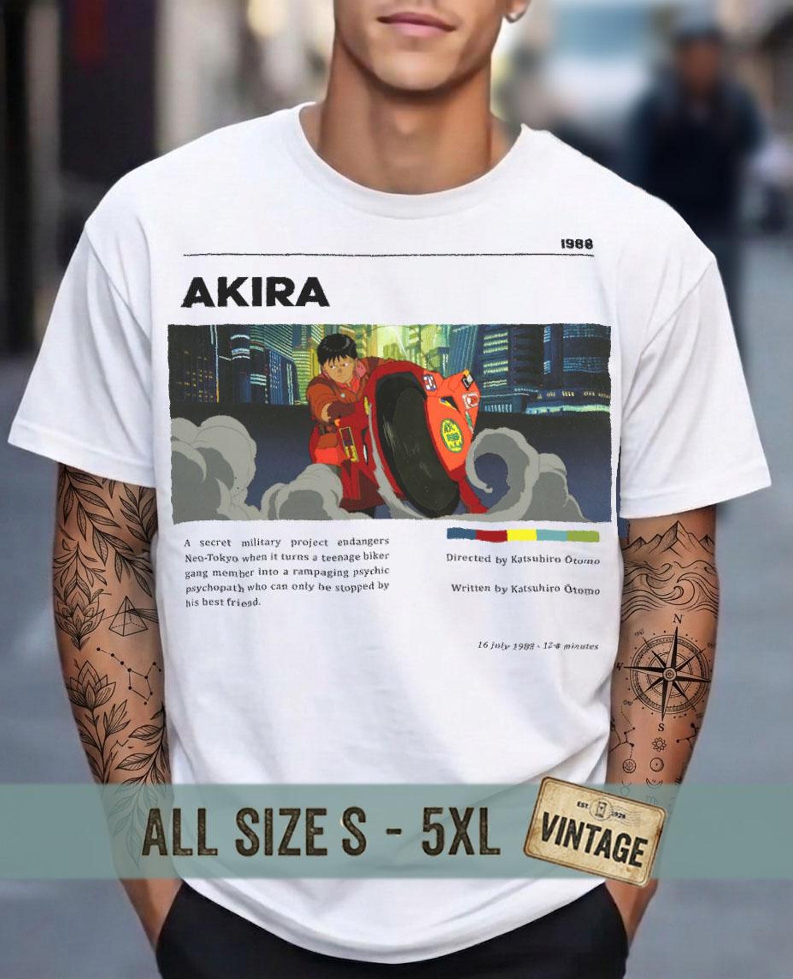 Akira T-Shirt | Iconic Anime Movie Graphic Tee | Cyberpunk Cult Film Shirt | 1988 Japanese Cinema Tee M