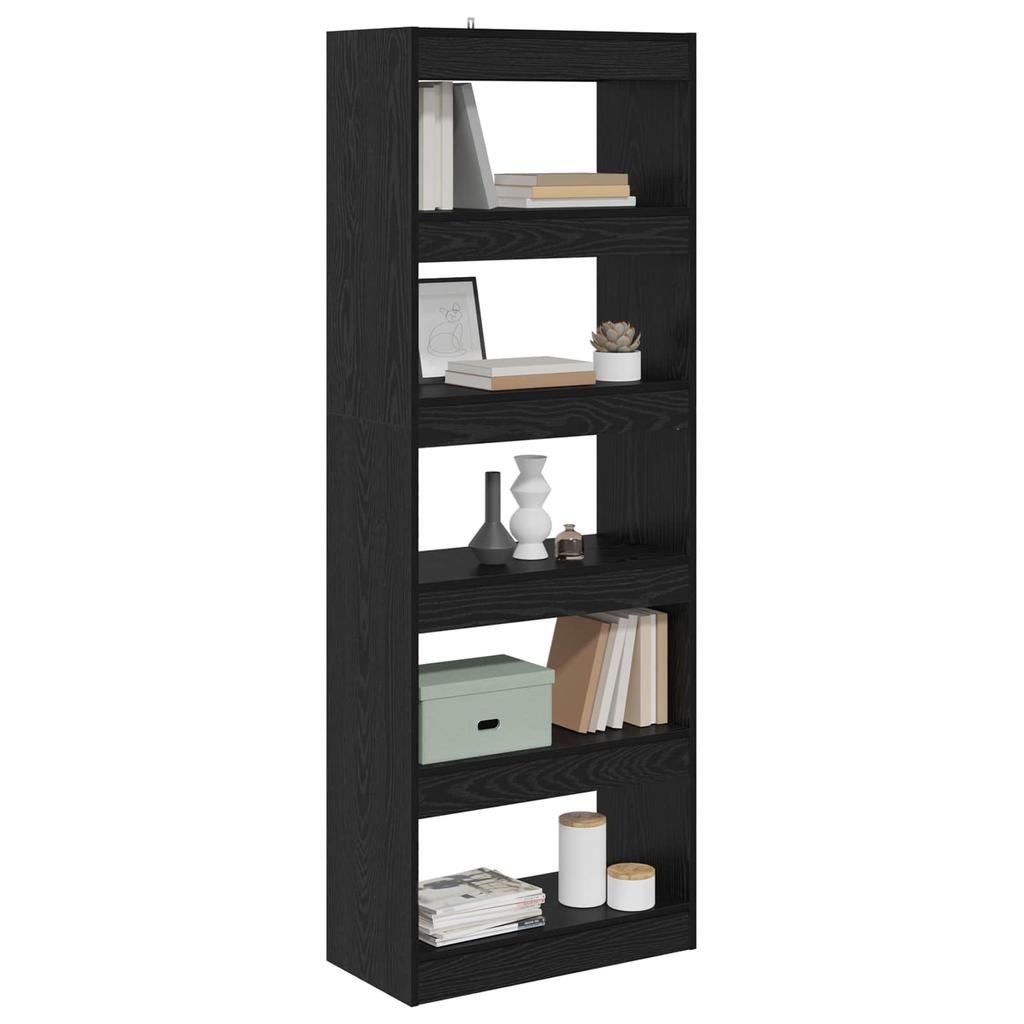 Bookshelf Black Oak Effect 60 x 30 x 166 cm Engineered Wood