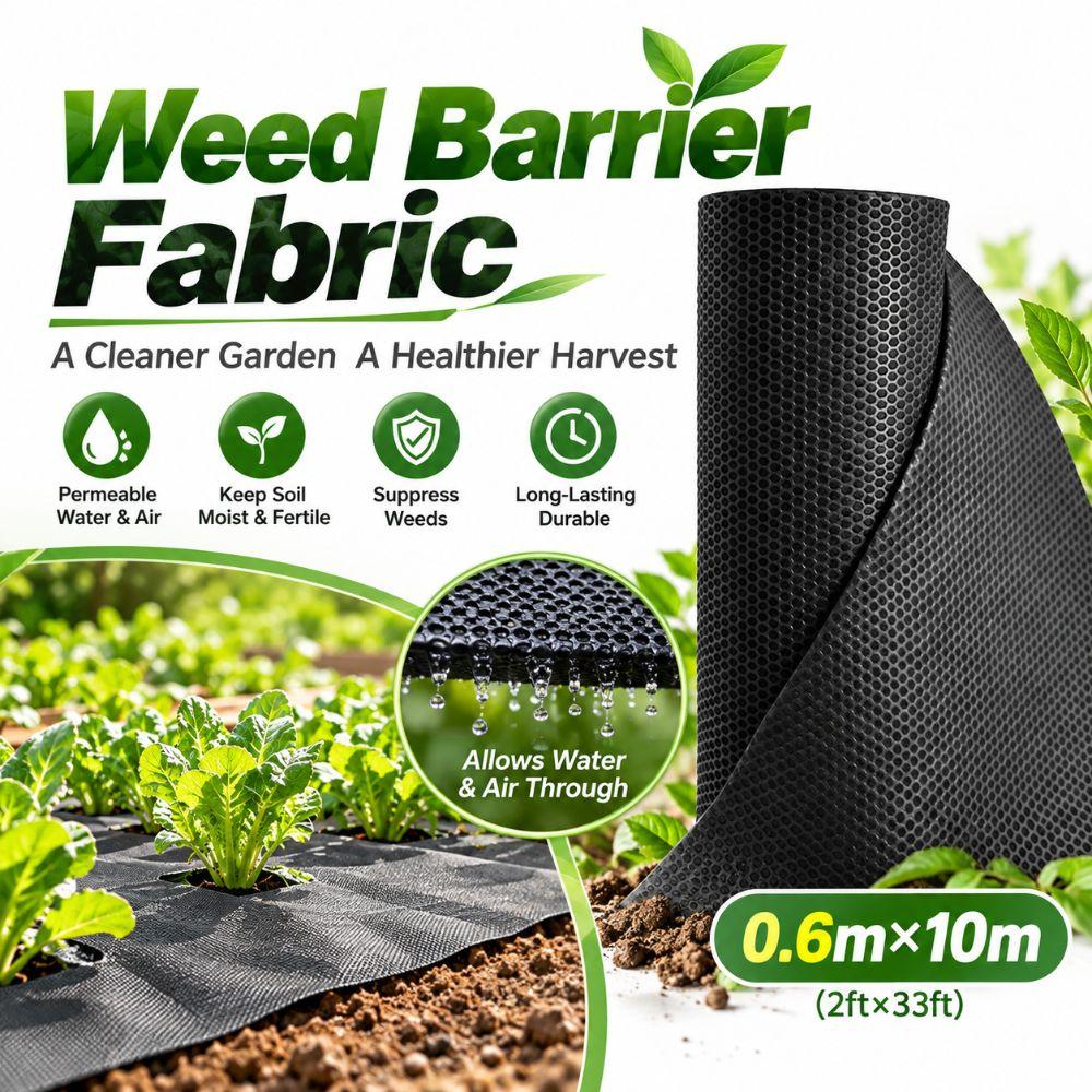 PP Woven Material Garden Mulch Fabric Black Weed Control Membrane Heavy Duty Ground Cover Garden