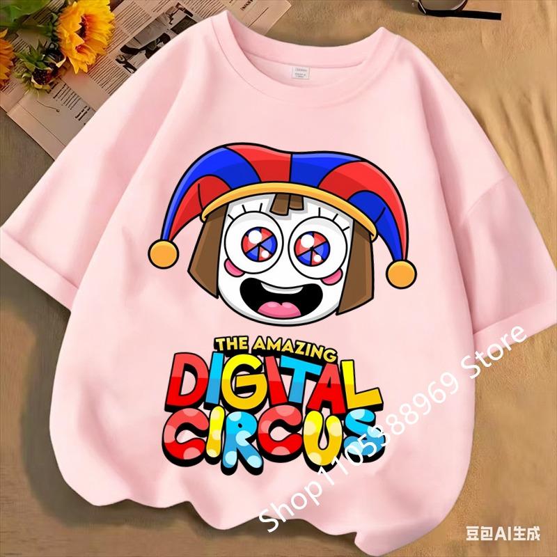 2026 Cute Pomni T-Shirts Children The Amazing Digital Circus Short Sleeve Casual Fashion Printed Boys Girls Tops Spring Summer