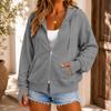 Sudadera con capucha y cremallera informal de corte holgado para mujer