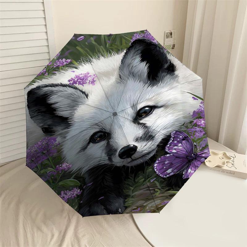 

1PC fox butterfly Umbrella-8-Rib Reinforced, Automatic Open, Lightweight & Durable, Fashion Accessory for Outdoor-L0389