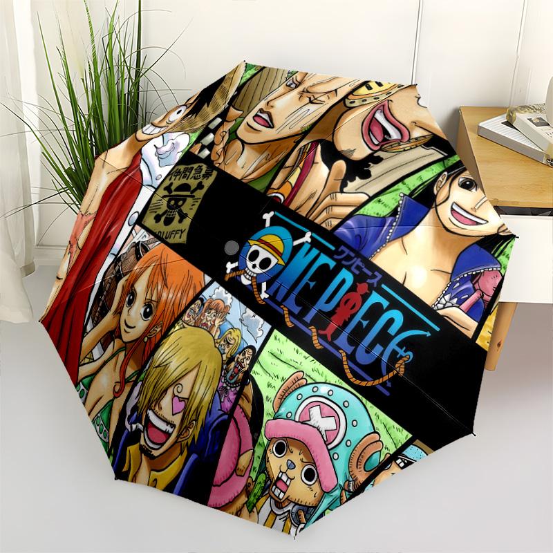 1 PC Automatic Folding Umbrella - Anime One Piece Pattern Portable Foldable Design With 8 Ribs Christmas Birthday Gifts