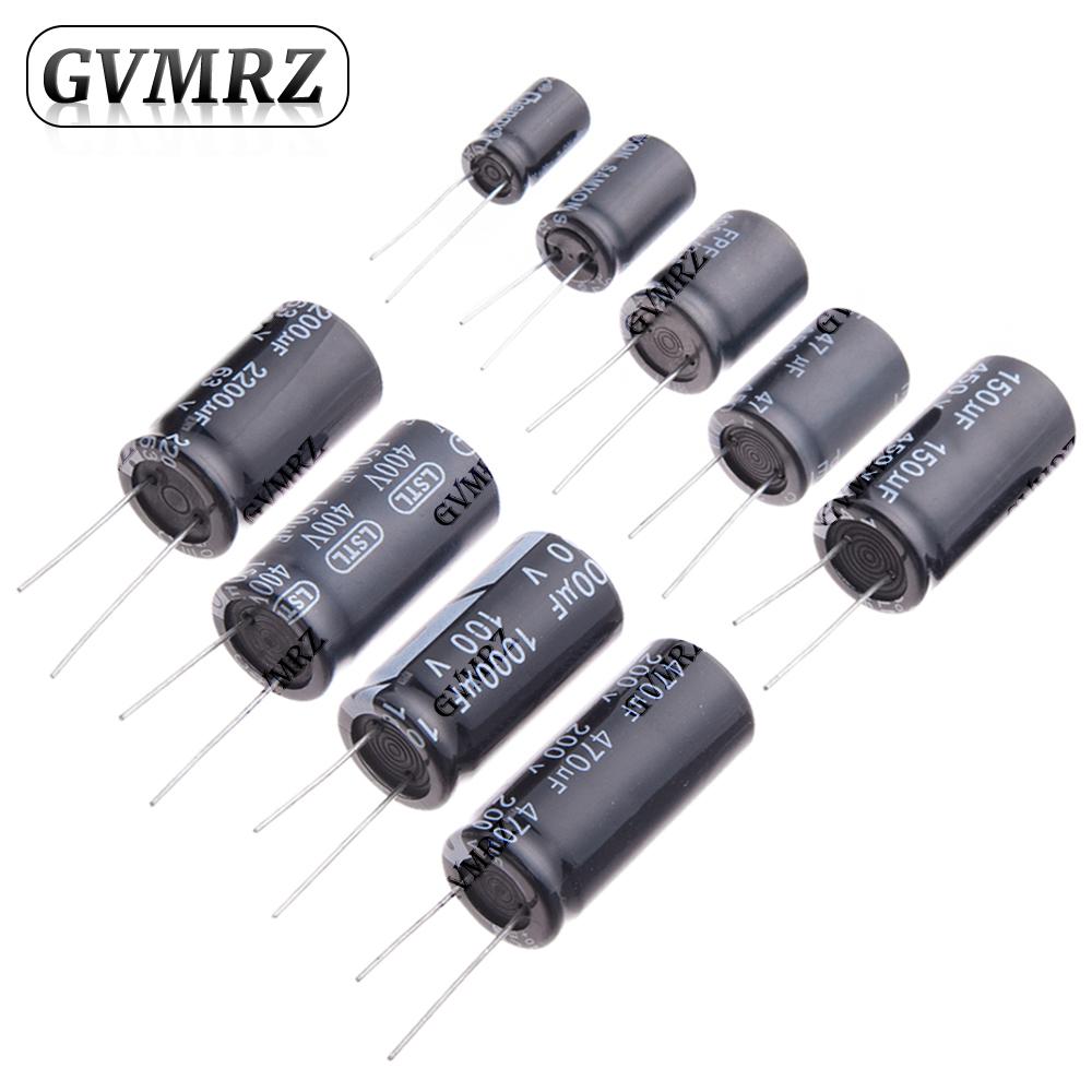 Electrolytic Capacitor Set 10UF 20UF 100UF 220UF 330UF 470UF 400UF 4.7UF for DIY Circuit Repair 63V 100V 200V 250V 400V 450V