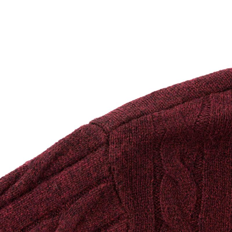 Qipai Men's Pure Wool Double-Layer Round Neck Pullover Sweater